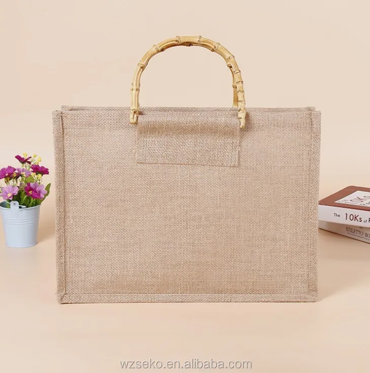 jute bag with bamboo handle