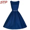 Plus size new design women hepburn dresses lady cloth latest design plus size blue dress