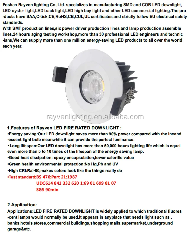 Lumineux DL700 8W LED Downlight IP65 Fuego Clasificado Blanco Negro Cromo níquel satinado