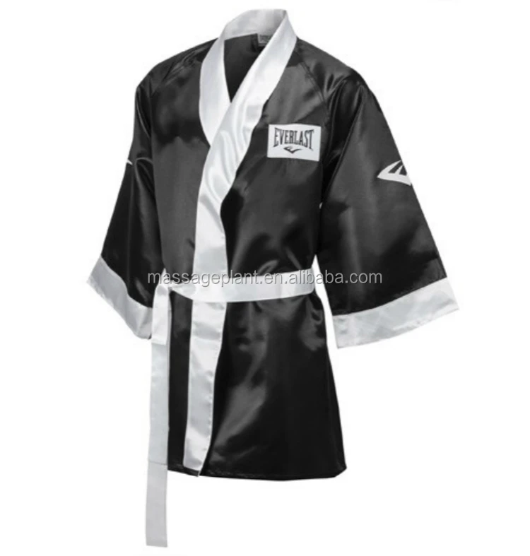 Personalized Silk Black Boxing Robe With Hood Buy Boxing Robe With Hood,Silk Boxing Robe,Black