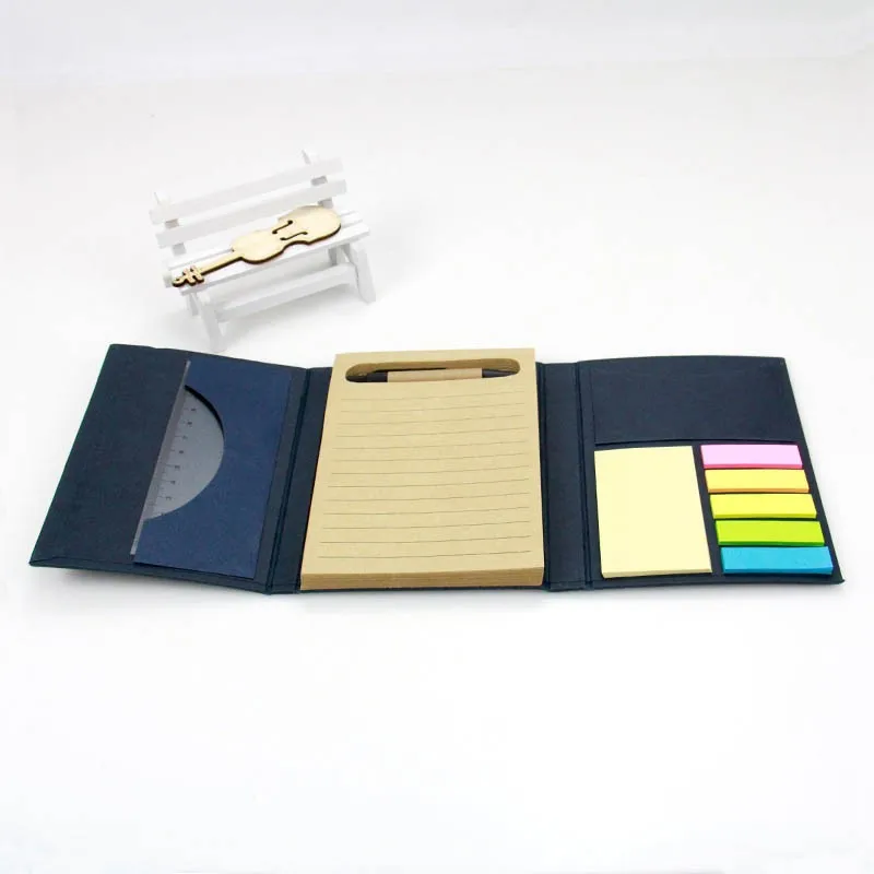 Customized Promotional Sticky Notes Memo Pad Book With Pen Hard Covers