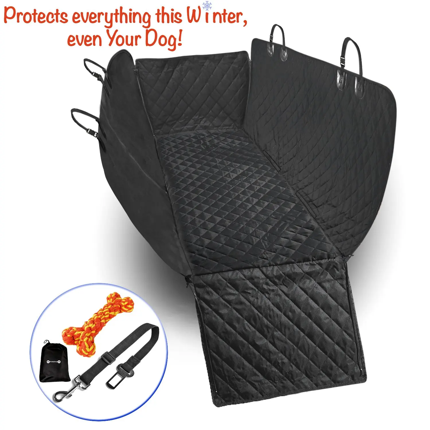 Back Seat Covers - Dog Seat Covers - Pet Seat Covers - Car Seat Covers for Dogs - Dog Car Seat Covers - Dog Hammock - Car Mats for Dogs - WATERPROOF - SIDE FLAPS -BONUS: dog toy+dog seat belt+bag 1Kit