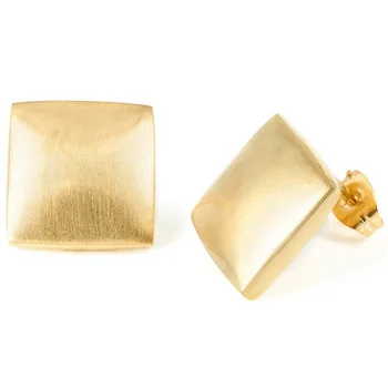 Saudi Women Jewelry Gold Over Silver Design Square Stud Earrings Saudi Women Jewelry Gold Over Silver Design Square Stud Earrings