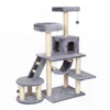 Smoky Gray Quadruple Tier Cat Scratching Tree with Stairs Sisal Post Hammock and Codon