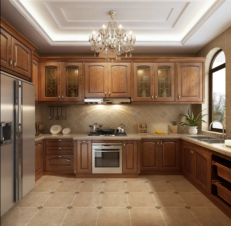High quality solid wooden doors luxury kitchen furniture