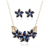 Fashionable design high density gold plated zinc alloy flower necklace earring jewelry set