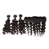 Cheap 10a grade silk base loose deep Indian human hair bundle with lace closure