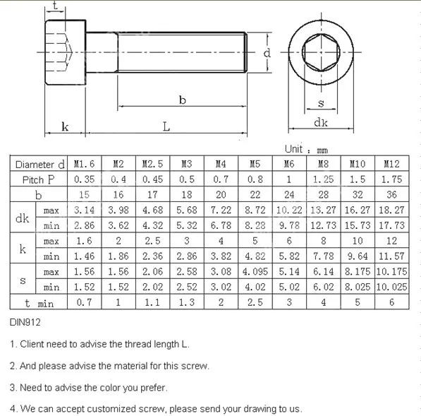 Din912 Long Head Screw,Hex Socket Socket Head Cup Screw Bolt - Buy ...