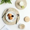 D-home heat resistant straw natural round simple placemat