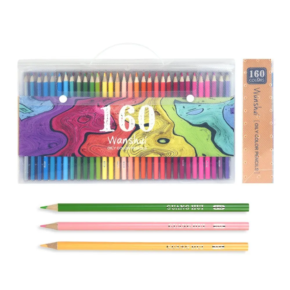 160 Pensil Berwarna Warna Warna Cerah Pra Sharpened Pensil Warna Set