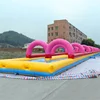 inflatable double lane slip slide with inflated floor for sale / inflatable slip n slide with mattress