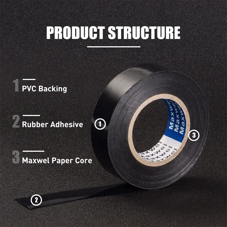 Black PVC Electrical Wire Heat Resistant Vinyl Insulating Tape Roll 16mm*2R_JQ 