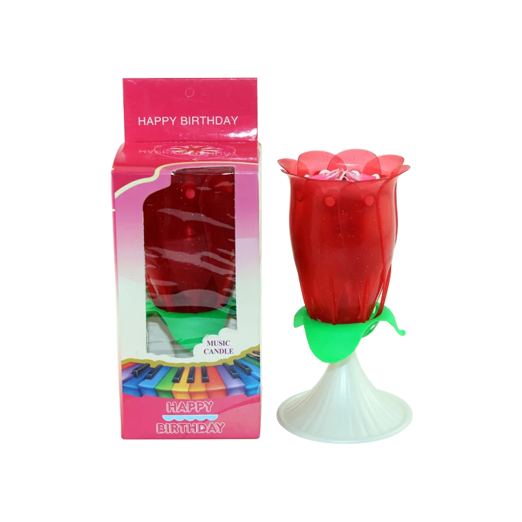 Chrysanthemum Musical Happy Birthday Candle With 2 Sets Of Numbers From