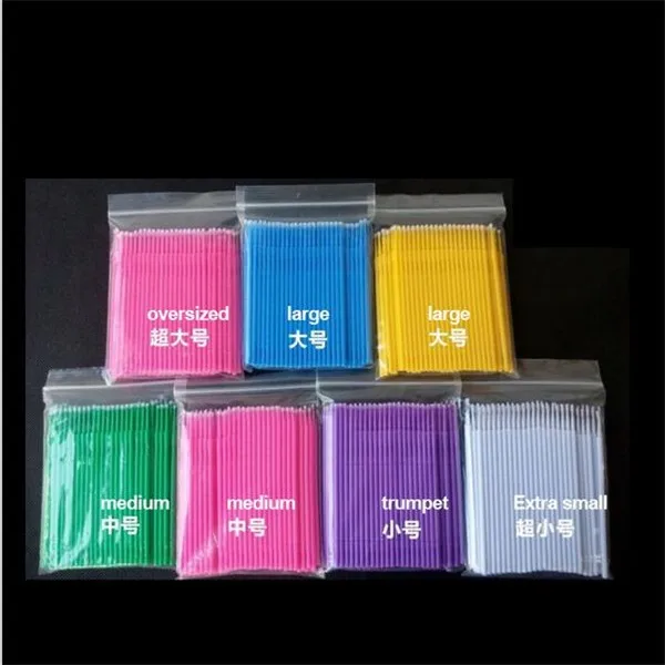 BLEU Coton applicateur micro pinceaux pinceaux pour le maquillage et les soins personnels brosse de mascara jetable colle /à cils nettoyage b/âton 100 pcs 4 couleurs