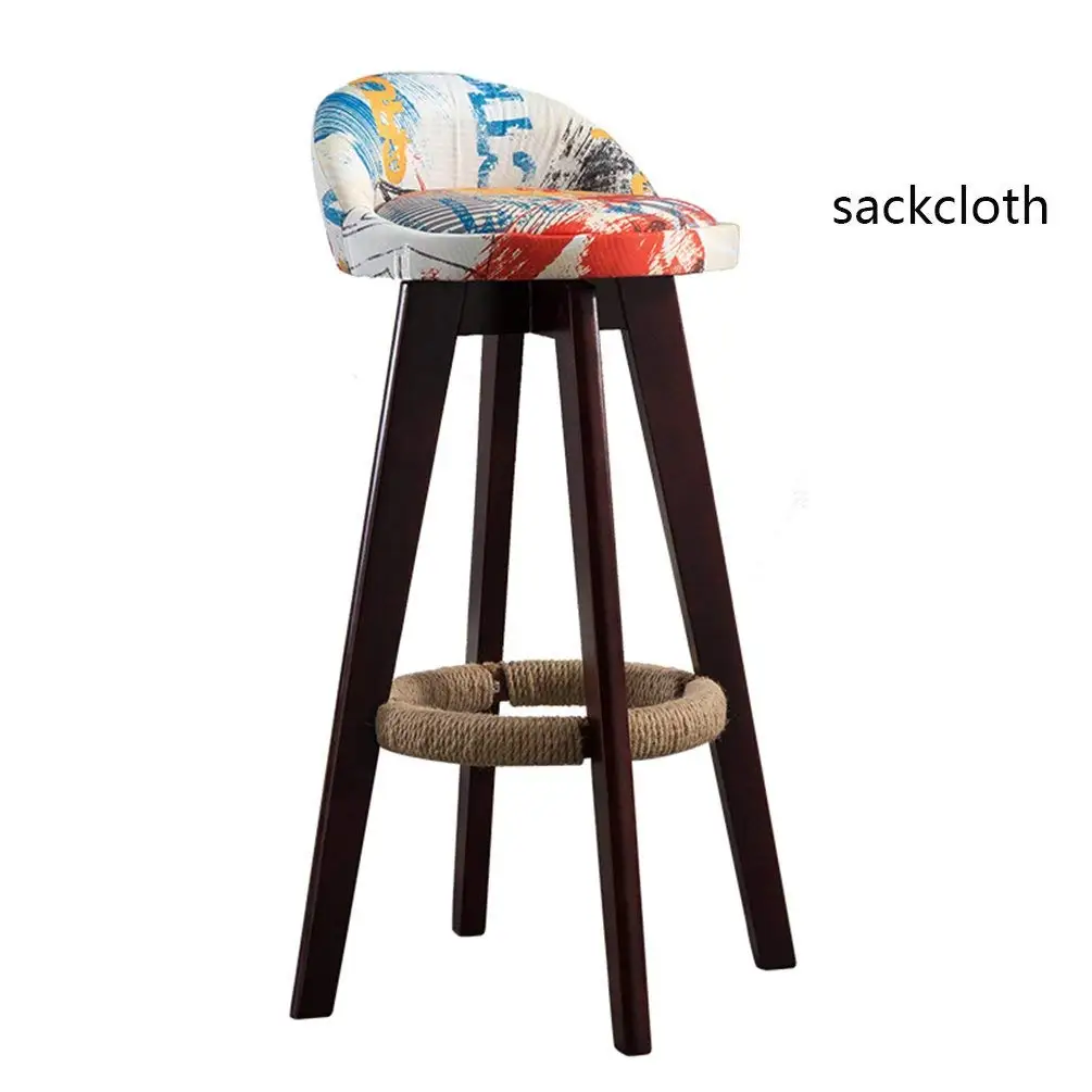Retro Swivel Bar Stool Solid Wood Household The Mall Backrest Chair Bar Chair Business Hall Lounge Chair Simple High Chair Bar High Stool 70cm (Color : #7)