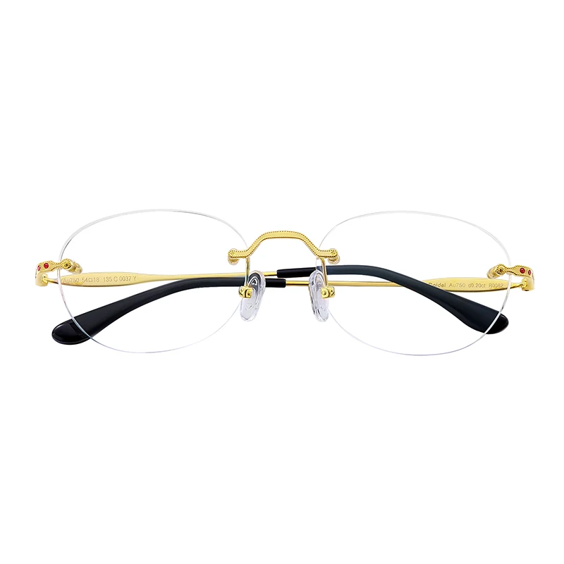 
Luxury Customize Hand-made 18K Golden Rimless Eyeglasses Frame. Leisure&Vogue Optional Prescription Lens Available 