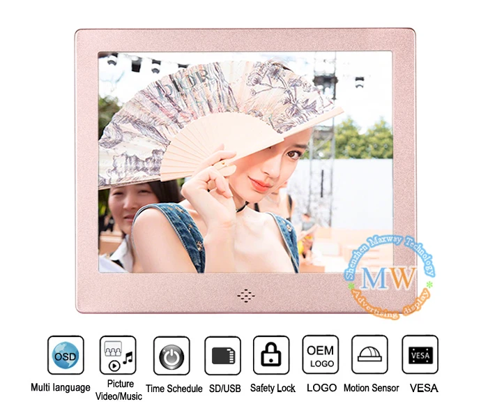 8 Inch Digital Electronic Foto Frame Aluminium Framed Loop Video Player