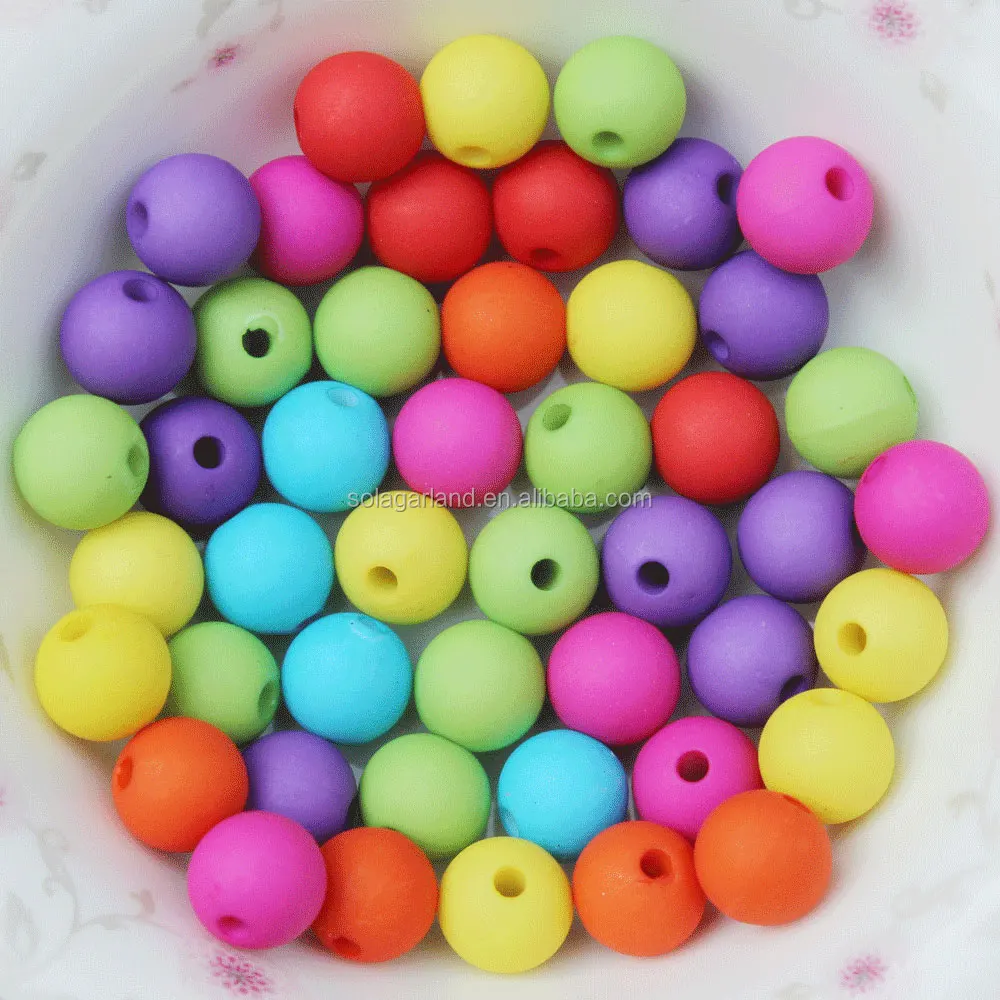 Wholesale 620mm Acrylic Round Rubberized Style Beads Plastic Matte