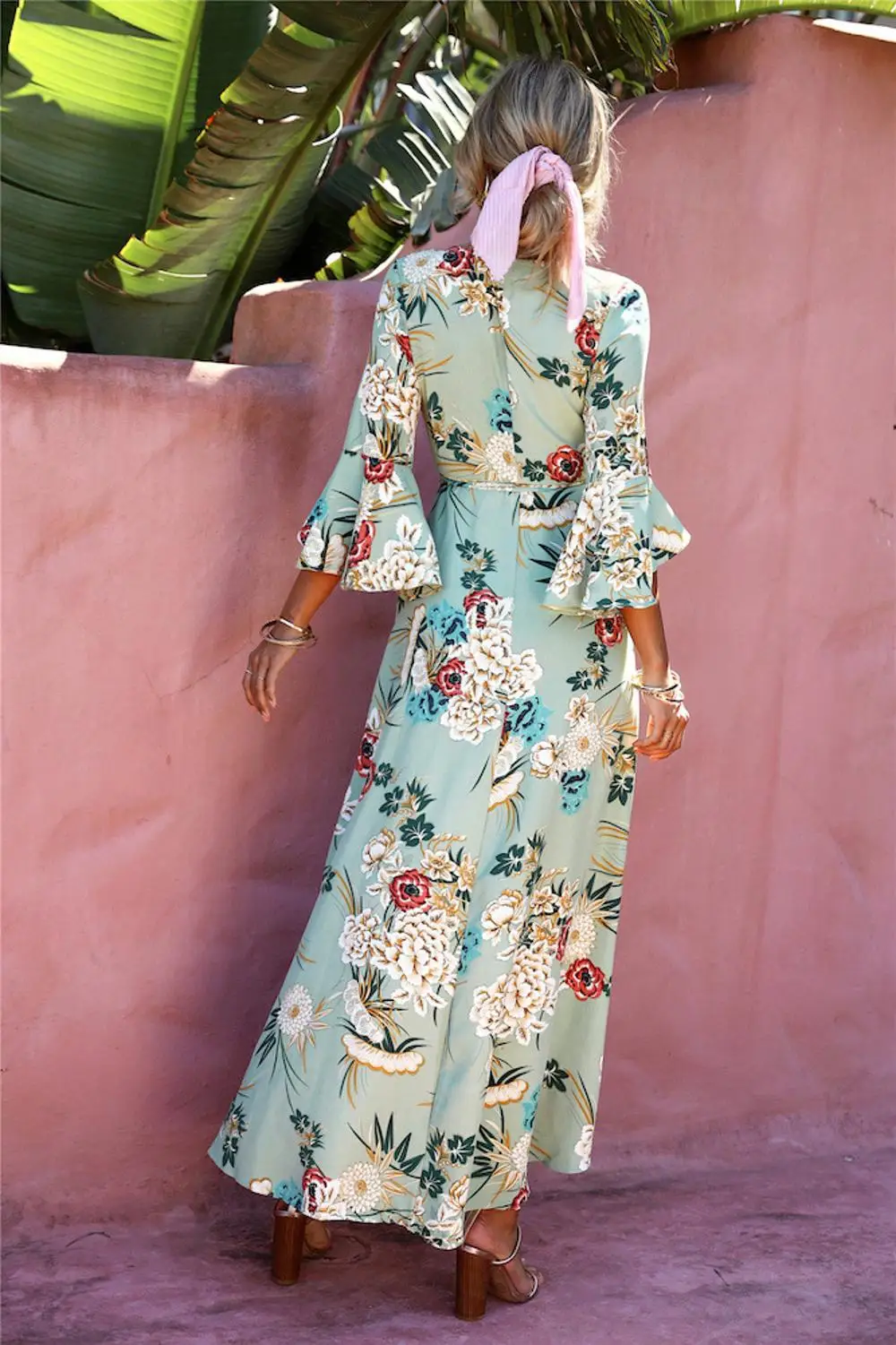 2018 beach wear sexy woman long dress fashion elephant print