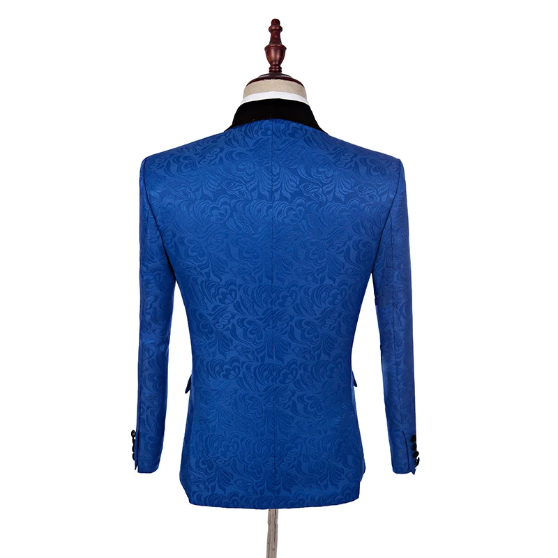 Latest Coat Pant Designs Royal Blue Groom Tuxedos Shawl Lapel Men Suits