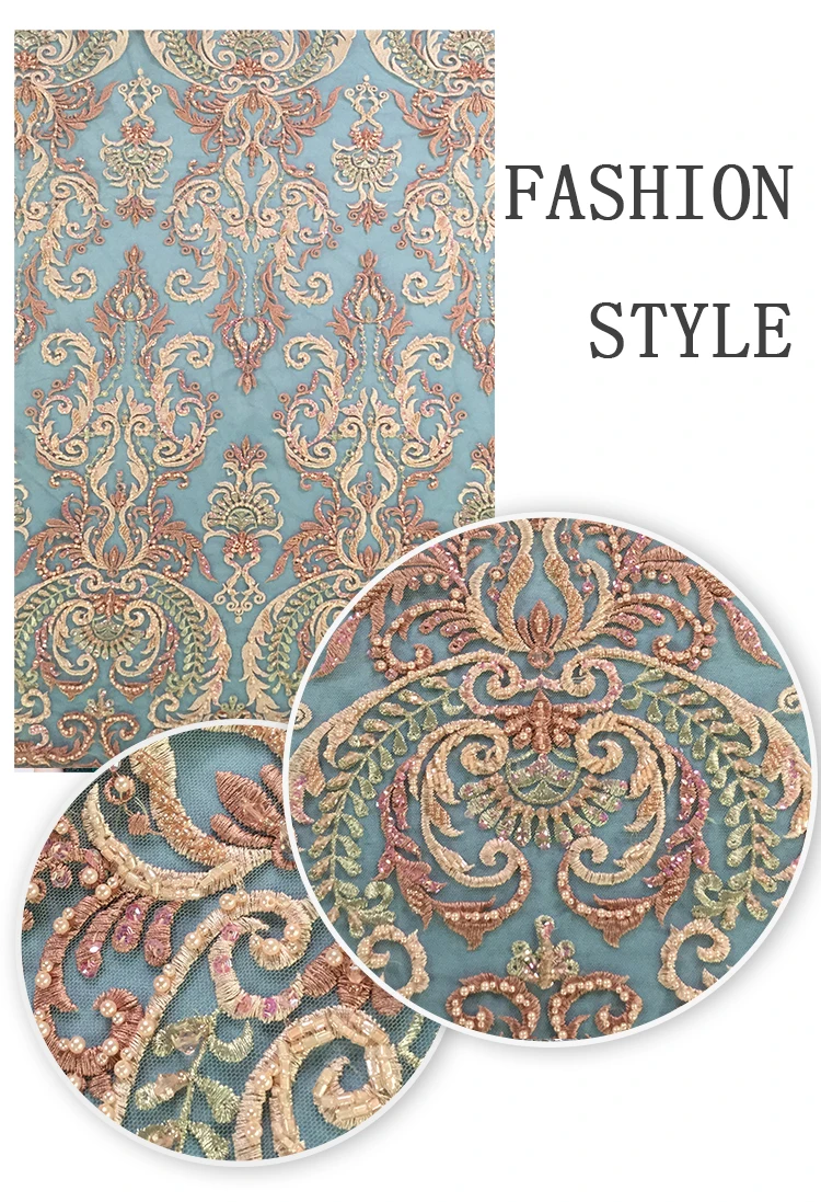 Exotic Embroidered Mesh Fabric Saree Beaded Pearl Tulle Fabric Buy