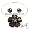 Yulaili 18k zinc alloy fascinating black crystal flower dressing necklace earring jewelry set
