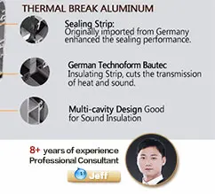 USA thermal break aluminum double hung windows