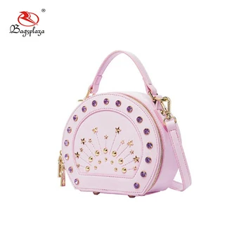 Cb047 Newest Designer Pu Crystal Bag Stars Pink Round Children Handbags Handbag Product On Alibaba