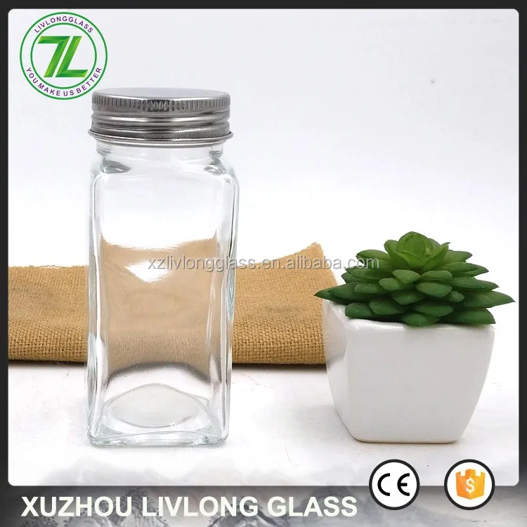 clear glass spice bottles