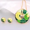 Hand enamel metal fashion gold plated enamel necklace and earrings jewelry set for women