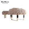 soft grey lamb fur wool stools with high-quality solid chrome legs 'Pouf' Stools