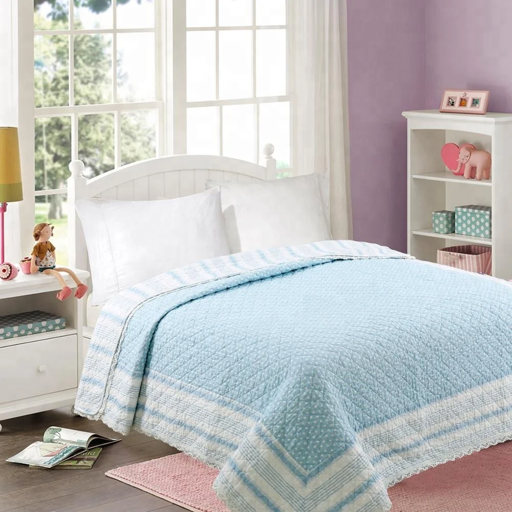 Wholesale Light Pink/blue Dot Elegant Lace 100 Cotton Quilted Water