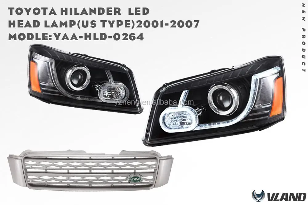 Vland Factory Car Head Light For Highlander 2001-2007 Kluger Headlight [US type] LED DRL Plug And Play