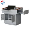 New design school multimedia teaching platform podium wood wrapped handrail smart podium for teacher