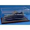 Acrylic association football boots Display Case With Wooden Base