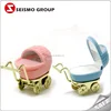 Unique Velvet Baby Stroller Shaped Ring Box