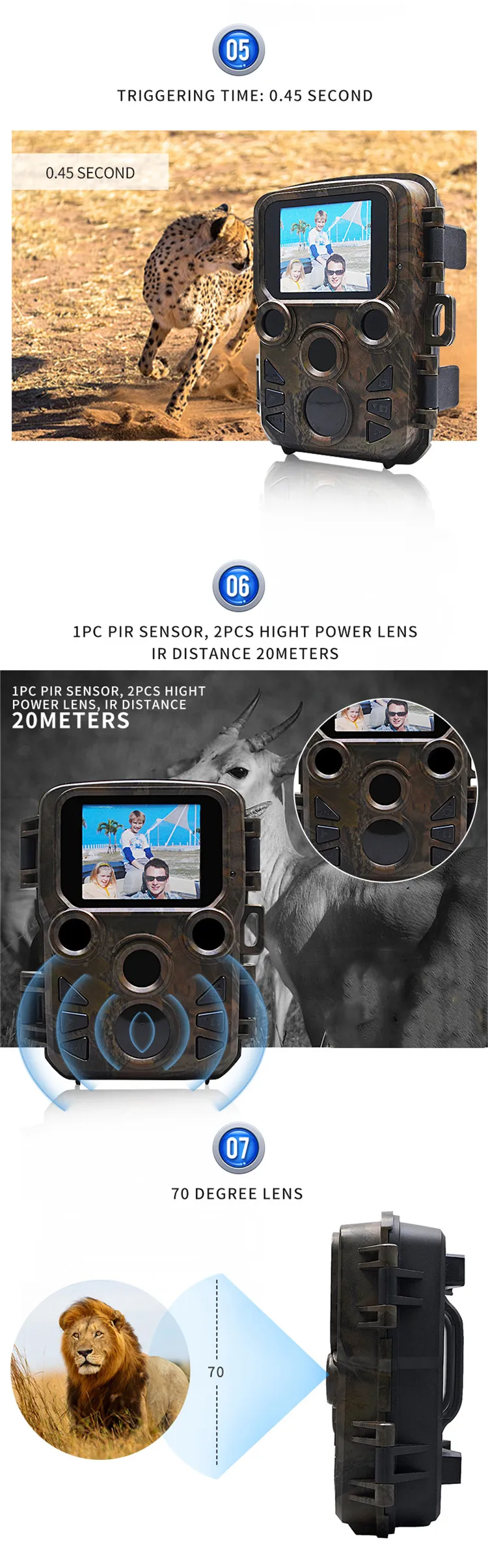 Mini Digital Tail Hunting Camera With Fcc/ce/rohs With 2.0inch Screen