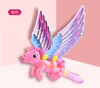 High Quality LED Music Summer Bubble Toy Gun Plastic Electric Unicorn Fly Horse Bubble Machine Kids