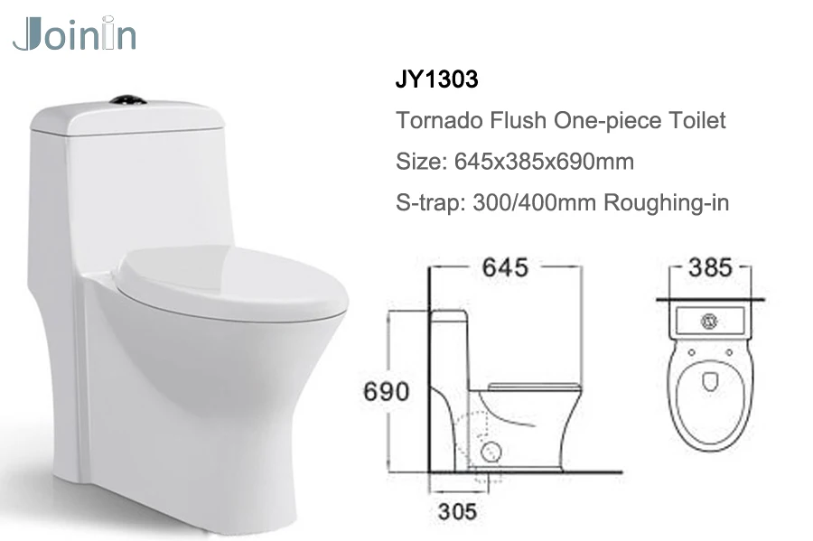 JOININ Bathroom Ceramic Tornado one piece Toilet  From Chaozhou JY1303