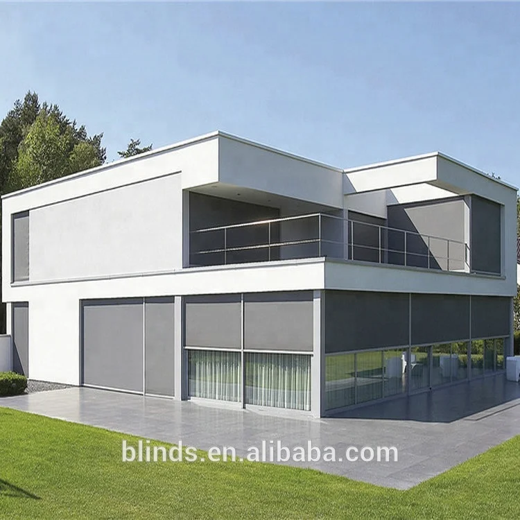 Exterior Aluminium Waterproof Solar Shades Electric Motorized Exterior Aluminium Waterproof Solar