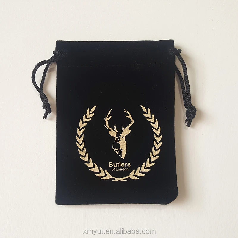 Jewelry & Watch & Eyewear Recyclable Screen Printing,hot Stamping Velvet Bag Drawstring Gift Bag Jewellery Pouch with logo