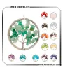 silver tree of life quartz gemstone material turquoise opal ruby mix stone pendant design for necklace