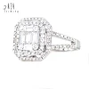 Baguette Cut Diamond Engagement Design For Woman Emerald Shaped Ring in Real 18K Solid Gold