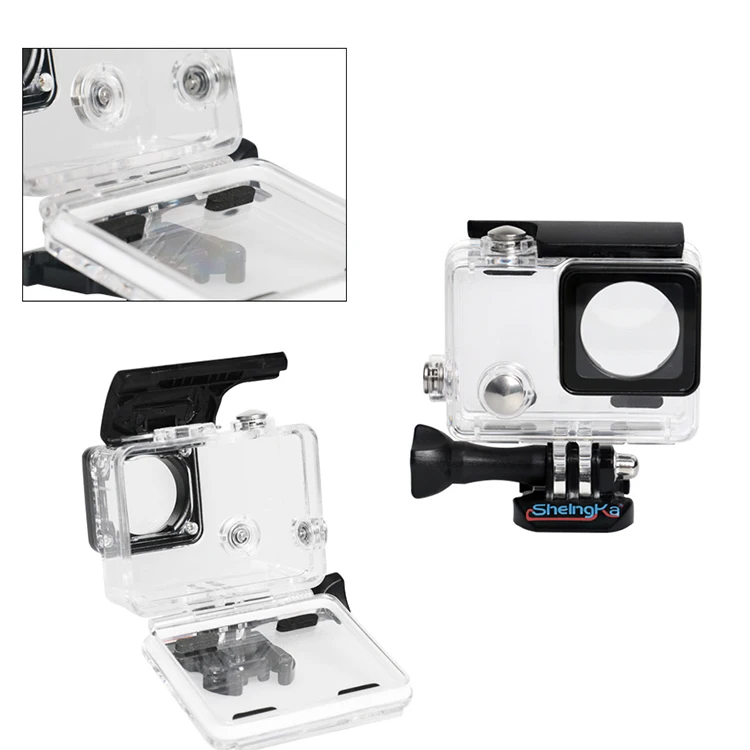 JingYing high quality transparent action camera waterproof go pro 3 4 housing for gopros 3 4
