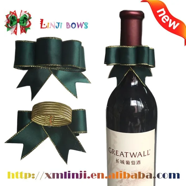 Popular Bottle Neck Decorative Bows,Pre Tied Wine Bottle Bow Tie With