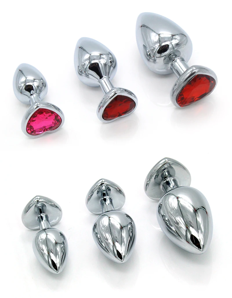 Heart Shaped Stainless Steel Crystal Jewelry Anal Plug With S M L Size