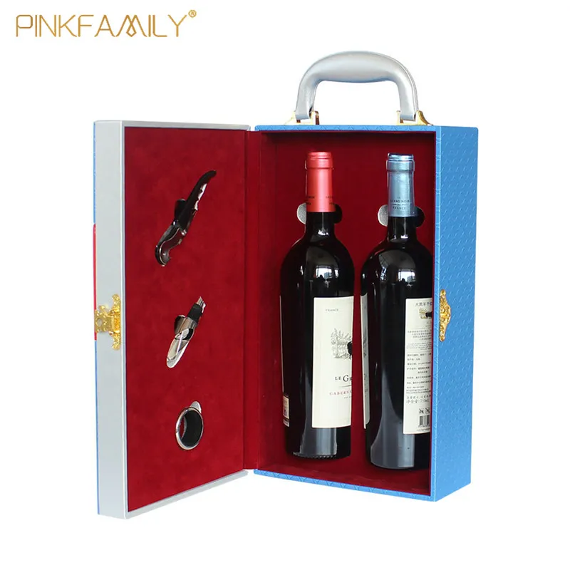 2018 new arrival luxury leather wine box gift box for 2 bottle