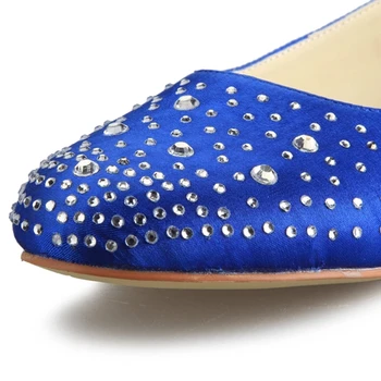 blue satin flat shoes