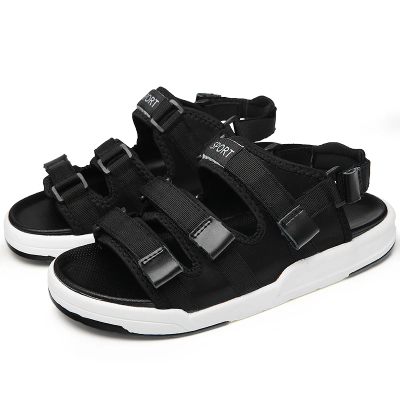 black canvas sandals