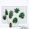 Plastic green palm tree leaf artificial tropical leaves
